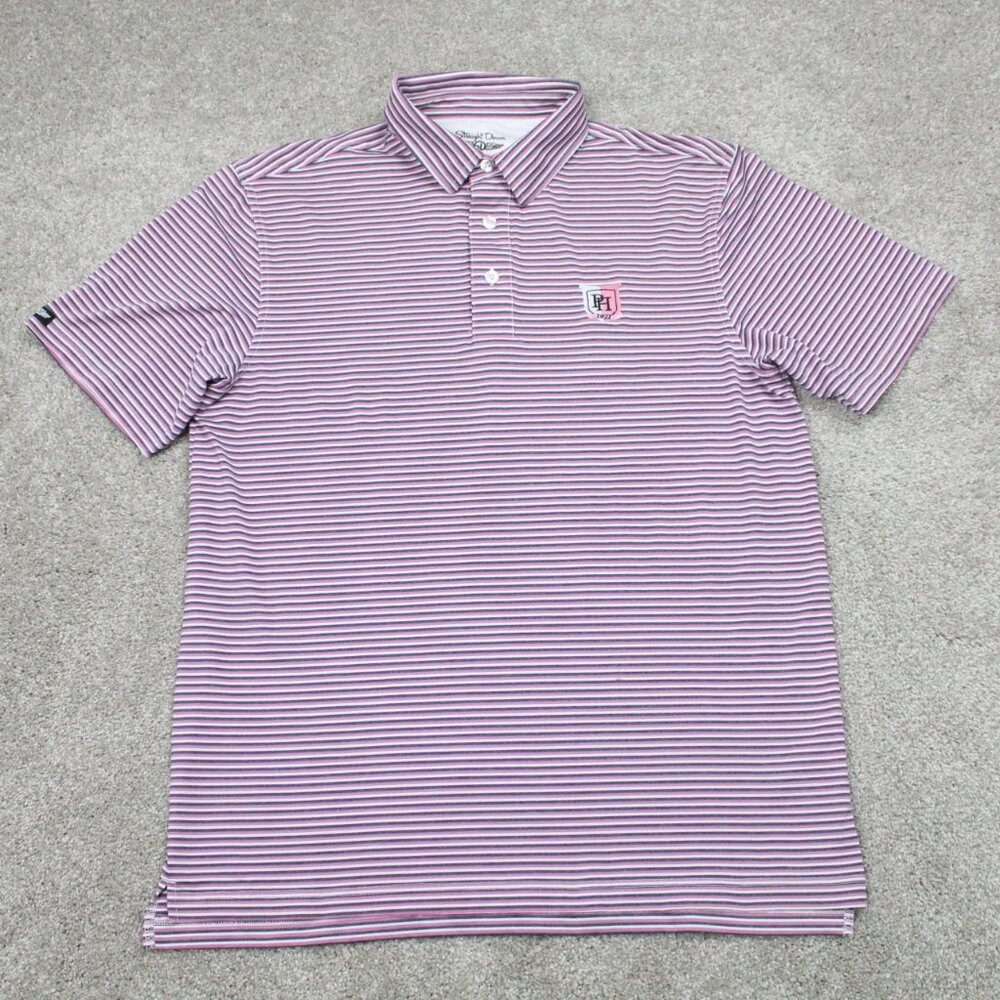 Straight Down Polo Shirt Mens‎ Medium Pink/Blue Nylon/Polyamid-Polyester Stretch